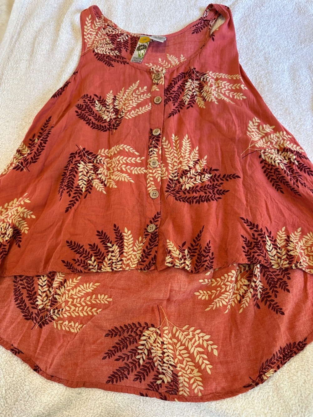 Mimi Chica Tank Top , Dark Plum Leaf Print flowy , size medium,
